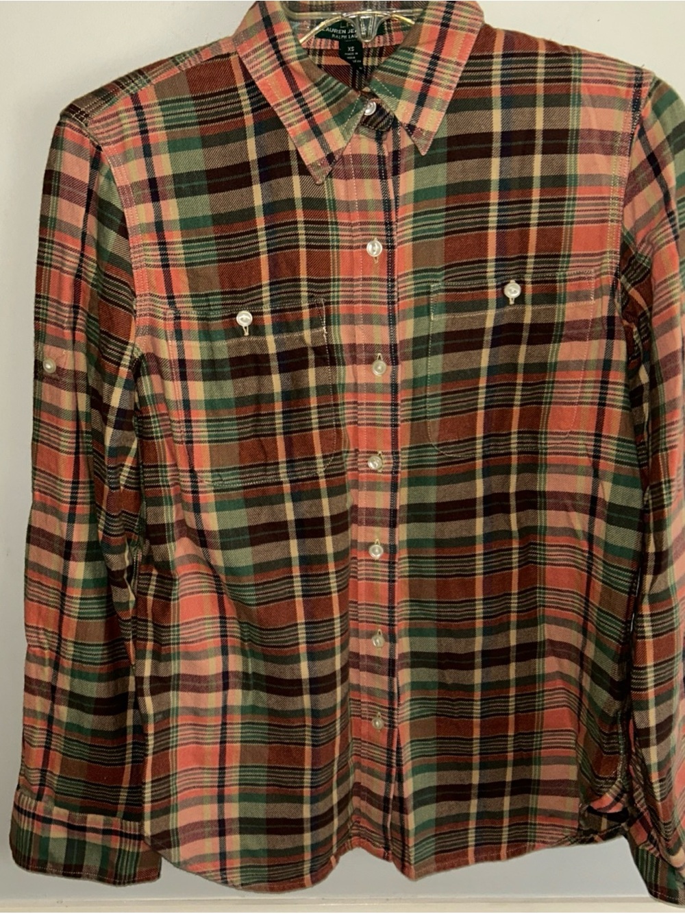 Ralph Lauren Pink, Green & Brown Plaid Button-Down Shirt